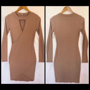 Charlotte Russe Tan Ribbed Mini Dress